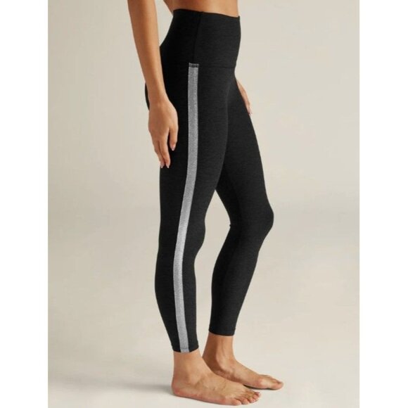 BEYOND YOGA SPACEDYE SHINE ON HIGH WAIST DARKEST NIGHT BLACK MIDI LEGGINGS M - Picture 3 of 9